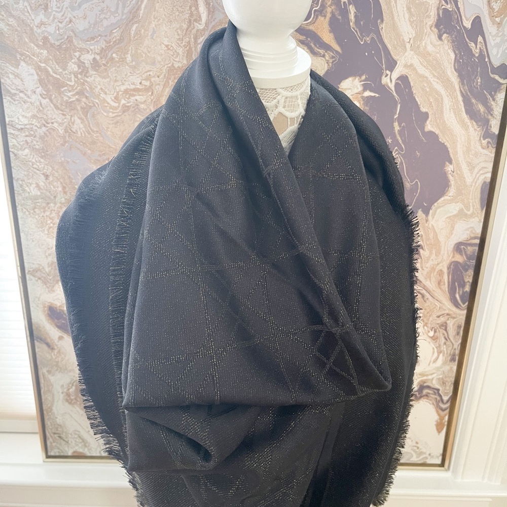 Christian Dior Cannage Metallic Shimmer Shawl Scarf Stole - Picture 6 of 16